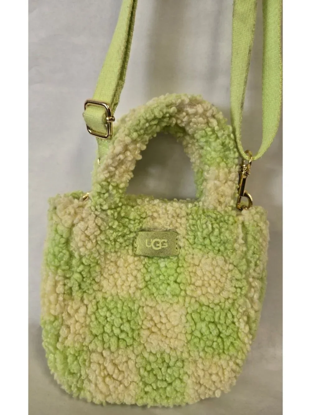 Ugg Australia Maribel Mini Sherpa Checkerboard Crossbody Bag #1132390 Deadstock